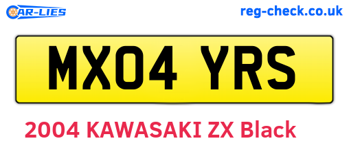 MX04YRS are the vehicle registration plates.