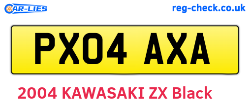 PX04AXA are the vehicle registration plates.