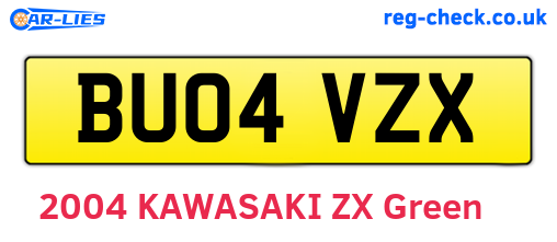 BU04VZX are the vehicle registration plates.
