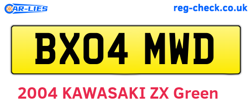 BX04MWD are the vehicle registration plates.