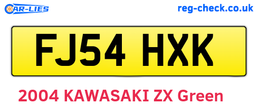 FJ54HXK are the vehicle registration plates.