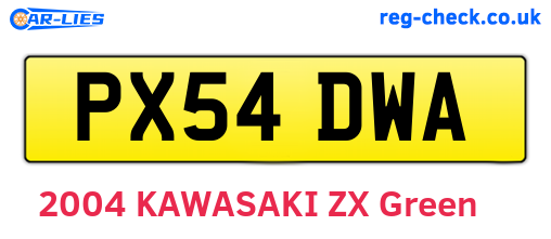PX54DWA are the vehicle registration plates.