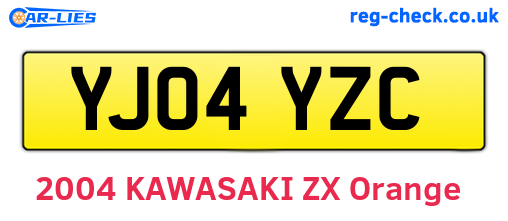 YJ04YZC are the vehicle registration plates.