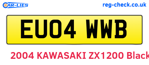 EU04WWB are the vehicle registration plates.