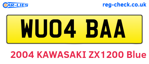 WU04BAA are the vehicle registration plates.