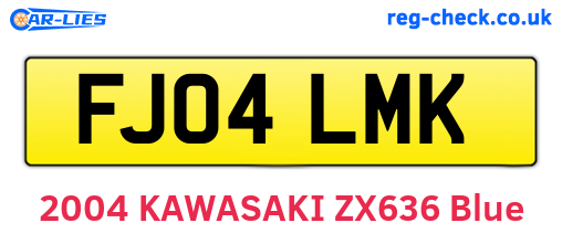FJ04LMK are the vehicle registration plates.