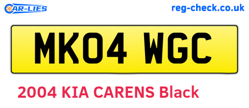 MK04WGC are the vehicle registration plates.