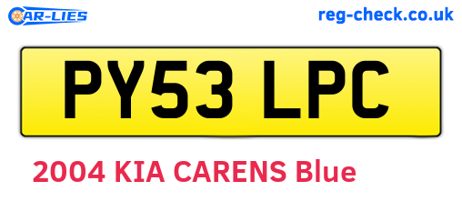 PY53LPC are the vehicle registration plates.