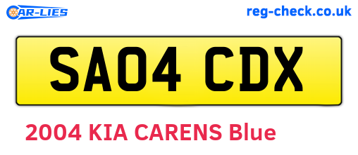 SA04CDX are the vehicle registration plates.