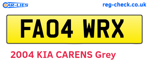 FA04WRX are the vehicle registration plates.