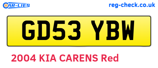 GD53YBW are the vehicle registration plates.