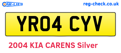 YR04CYV are the vehicle registration plates.