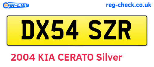 DX54SZR are the vehicle registration plates.