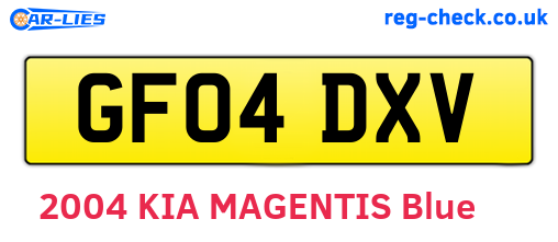 GF04DXV are the vehicle registration plates.