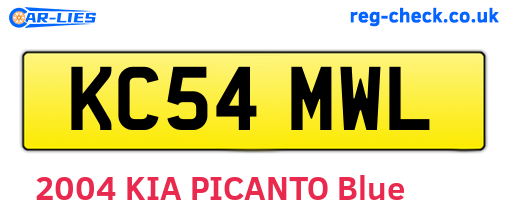 KC54MWL are the vehicle registration plates.