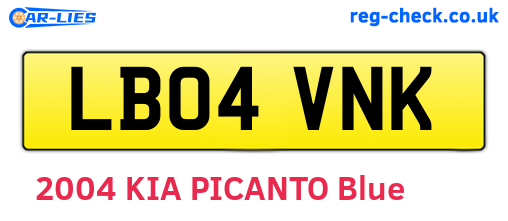 LB04VNK are the vehicle registration plates.