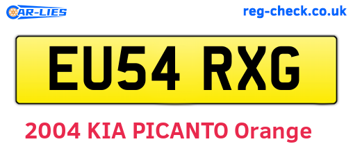 EU54RXG are the vehicle registration plates.