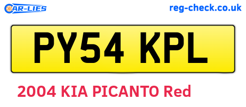 PY54KPL are the vehicle registration plates.