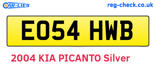 EO54HWB are the vehicle registration plates.