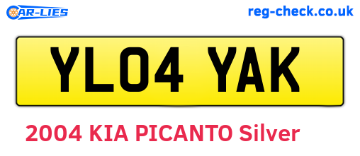 YL04YAK are the vehicle registration plates.