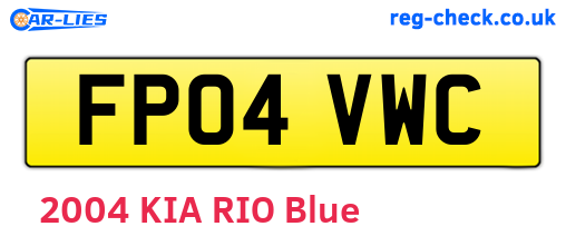 FP04VWC are the vehicle registration plates.