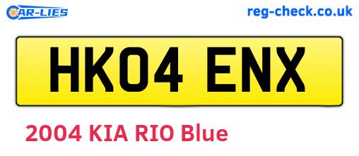 HK04ENX are the vehicle registration plates.