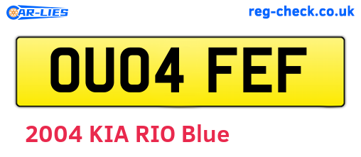 OU04FEF are the vehicle registration plates.
