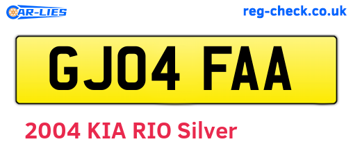 GJ04FAA are the vehicle registration plates.