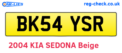 BK54YSR are the vehicle registration plates.