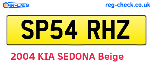 SP54RHZ are the vehicle registration plates.