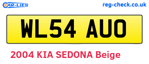 WL54AUO are the vehicle registration plates.