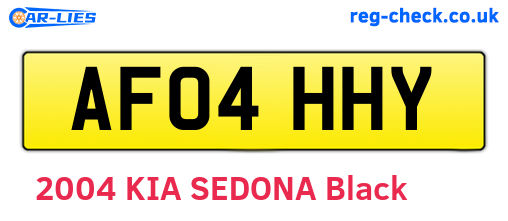 AF04HHY are the vehicle registration plates.