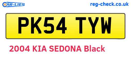 PK54TYW are the vehicle registration plates.