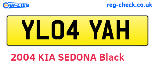 YL04YAH are the vehicle registration plates.