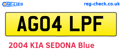 AG04LPF are the vehicle registration plates.