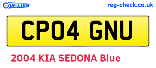 CP04GNU are the vehicle registration plates.
