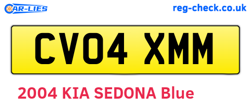 CV04XMM are the vehicle registration plates.