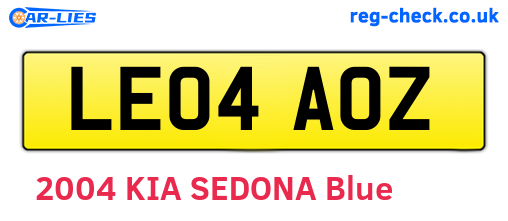LE04AOZ are the vehicle registration plates.