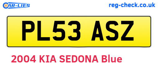 PL53ASZ are the vehicle registration plates.