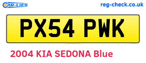 PX54PWK are the vehicle registration plates.