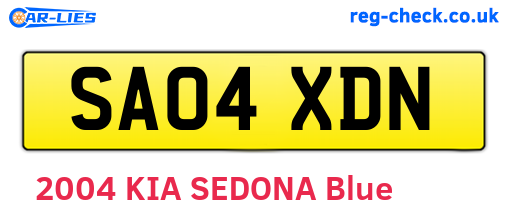 SA04XDN are the vehicle registration plates.
