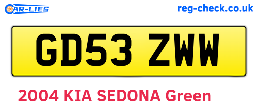 GD53ZWW are the vehicle registration plates.