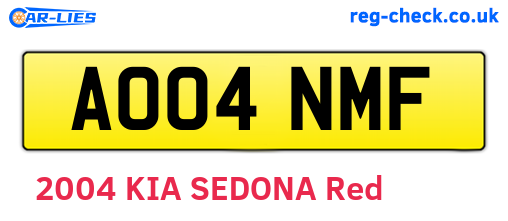 AO04NMF are the vehicle registration plates.