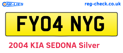 FY04NYG are the vehicle registration plates.