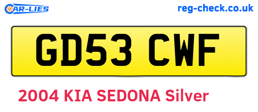 GD53CWF are the vehicle registration plates.