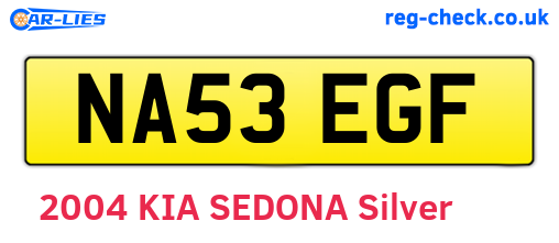NA53EGF are the vehicle registration plates.
