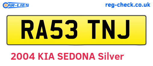 RA53TNJ are the vehicle registration plates.