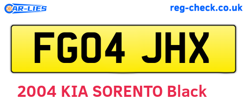 FG04JHX are the vehicle registration plates.