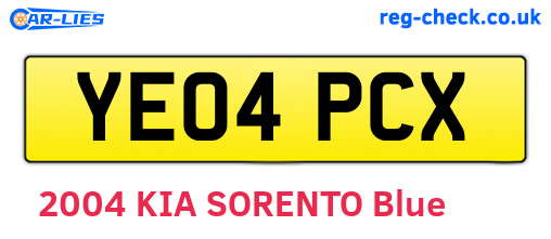 YE04PCX are the vehicle registration plates.