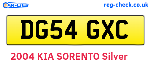 DG54GXC are the vehicle registration plates.
